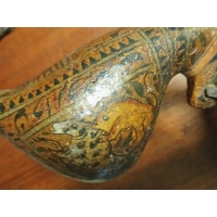 Militaria POIRE A POUDRE IRAN / AFGHANISTAN XVIIIè EN PEAU DE CHAMEAU PEINT {PRODUCT_REFERENCE} - 3