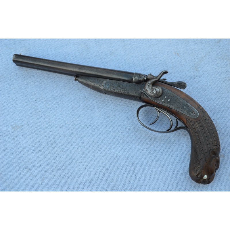 PISTOLET MAITRISE Type FUSIL CHASSE Calibre 9mm CF ou 38 - BE XIXè PISTOLET MAITRISE Type FUSIL CHASSE Calibre 9mm CF ou 38 - BE XIXè