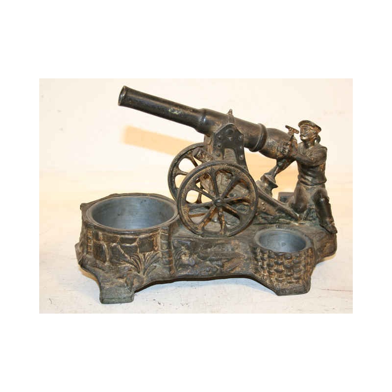 STATUETTE D?ARTILLERIE COTIERE EN PYROGENE DE BANGE SUR AFFUT SERVI - France III République STATUETTE D?ARTILLERIE COTIERE EN PYROGENE DE BANGE SUR AFFUT SERVI - France III République