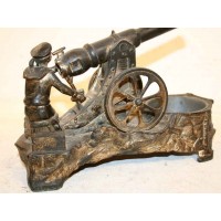 Armes et Objets de Marine PYROGENE STATUETTE D'ARTILLERIE COTIERE CANON DE BANGE SUR AFFUT - France III République {PRODUCT_REFE