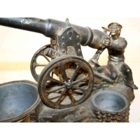 Armes et Objets de Marine PYROGENE STATUETTE D'ARTILLERIE COTIERE CANON DE BANGE SUR AFFUT - France III République {PRODUCT_REFE