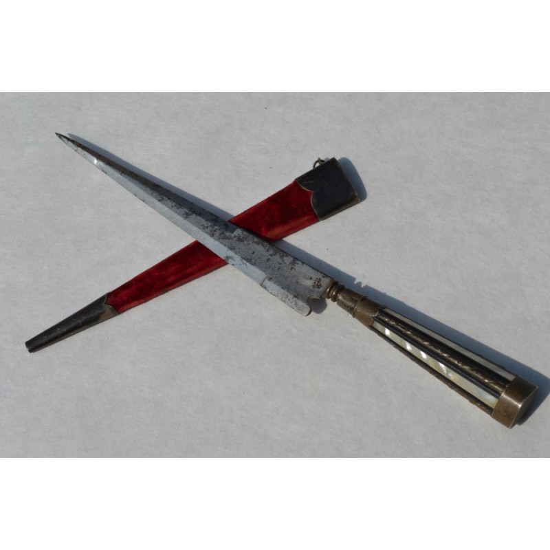 STYLET CORSE FIN XIXè ébène nacre et monture argent STYLET CORSE FIN XIXè ébène nacre et monture argent