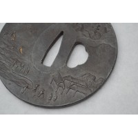 Arts & Armes du Japon TSUBA MARU GATA pour KATANA Signée TOMONOBU période EDO - Japon XIXè 13891 - 6