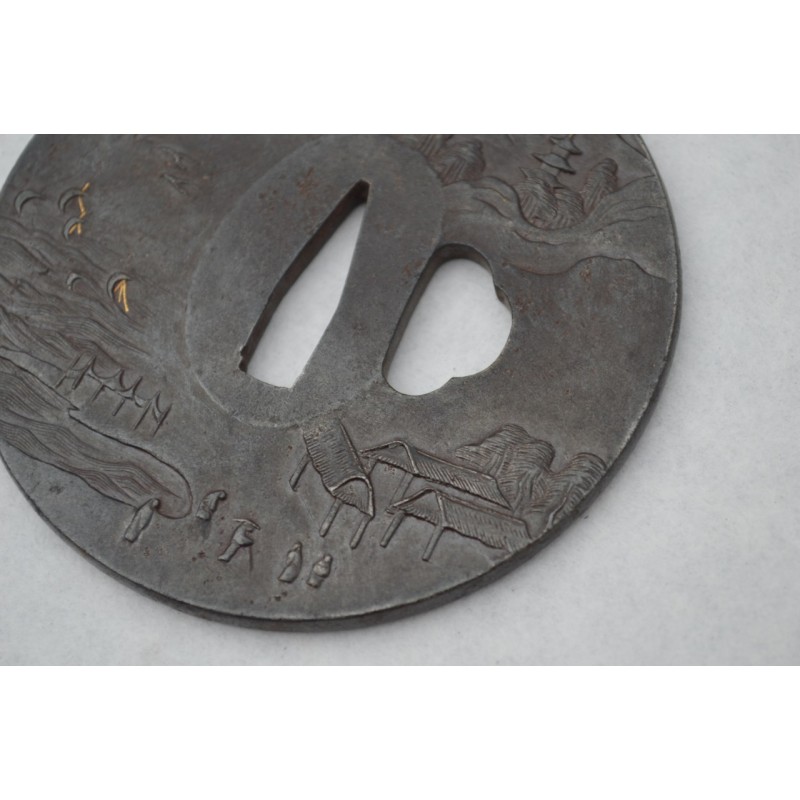 Arts & Armes du Japon TSUBA MARU GATA pour KATANA Signée TOMONOBU période EDO - Japon XIXè 13891 - 6
