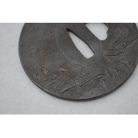 Arts & Armes du Japon TSUBA MARU GATA pour KATANA Signée TOMONOBU période EDO - Japon XIXè 13891 - 7