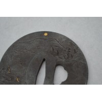 Arts & Armes du Japon TSUBA MARU GATA pour KATANA Signée TOMONOBU période EDO - Japon XIXè 13891 - 8