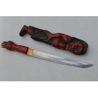 Art du Japon TANTO JAPON XIXè à FIGUE DE NIO EN BOIS LAQUE {PRODUCT_REFERENCE} - 15