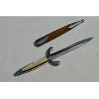 Couteaux Anciens & Divers FORTE DAGUE ALLEMANDE Double tranchants incurvés XIXè à plaquettes NACRE {PRODUCT_REFERENCE} - 4