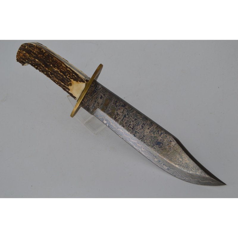 FORT COUTEAU DE CHASSE ARTISAN BOWIE KNIFE DAMAS COULEURS FORT COUTEAU DE CHASSE ARTISAN BOWIE KNIFE DAMAS COULEURS