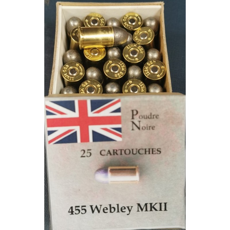 Rechargement PN  455 Webley Boîtes 25 munitions chargée POUDRE NOIRE armes historiques et collection Neuf Actuel {PRODUCT_REFERE