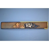 Arts & Armes du Japon KOZUKA SHAKUDO CUIVRE ARGENT & OR  SHISHI - PIVOINE Superbe Qualité Signé - JAPON EDO PERIOD {PRODUCT_REFE