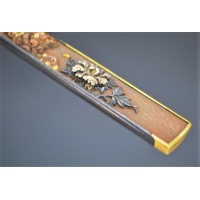 Arts & Armes du Japon KOZUKA SHAKUDO CUIVRE ARGENT & OR  SHISHI - PIVOINE Superbe Qualité Signé - JAPON EDO PERIOD {PRODUCT_REFE