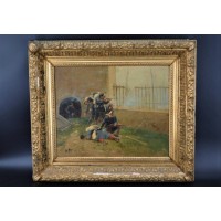 Militaria A.BALQUET PAIRE TABLEAUX PEINTURES HUILE SUR BOIS SCENES MILITAIRES 1914 1915 - FRANCE XXè {PRODUCT_REFERENCE} - 2