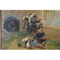 ANTIQUITES A.BALQUET PAIRE DE TABLEAUX PEINTURES HUILE SUR BOIS SCENES MILITAIRES 1914 1915 - FRANCE XXè {PRODUCT_REFERENCE} - 3