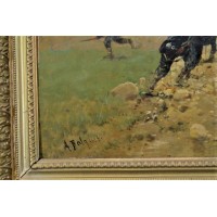 ANTIQUITES A.BALQUET PAIRE DE TABLEAUX PEINTURES HUILE SUR BOIS SCENES MILITAIRES 1914 1915 - FRANCE XXè {PRODUCT_REFERENCE} - 9