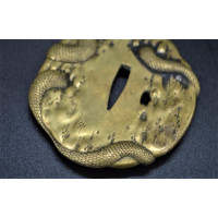 Arts & Armes du Japon TSUBA en SENTOKU représentant un SERPENT - JAPON 19è {PRODUCT_REFERENCE} - 6