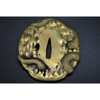 Arts & Armes du Japon TSUBA en SENTOKU représentant un SERPENT - JAPON 19è {PRODUCT_REFERENCE} - 3