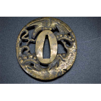 Arts & Armes du Japon DAISHO TSUBA en SENTOKU AIGLE MOINEAU ET PIN - JAPON 19è {PRODUCT_REFERENCE} - 7