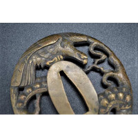 Arts & Armes du Japon DAISHO TSUBA en SENTOKU AIGLE MOINEAU ET PIN - JAPON 19è {PRODUCT_REFERENCE} - 11