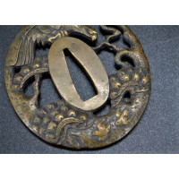 Arts & Armes du Japon DAISHO TSUBA en SENTOKU AIGLE MOINEAU ET PIN - JAPON 19è {PRODUCT_REFERENCE} - 12