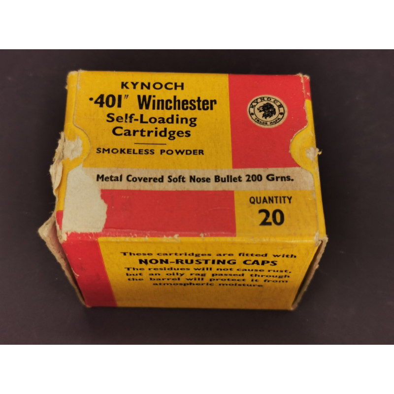 Chasse & Tir sportif CARTOUCHES CALIBRE 401SL par KYNOCH 401 WINCHESTER SELF LOADING 20 cartouches neuves {PRODUCT_REFERENCE} - 