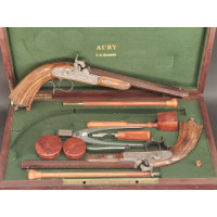 Armes de Poing COFFRET PAIRE PISTOLETS DE DUEL par AURY à SAINT ETIENNE  Calibre 12.8mm - France XIXè {PRODUCT_REFERENCE} - 1