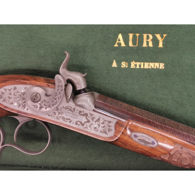 Handguns COFFRET PAIRE PISTOLETS DE DUEL par AURY à SAINT ETIENNE - France XIXè {PRODUCT_REFERENCE} - 3