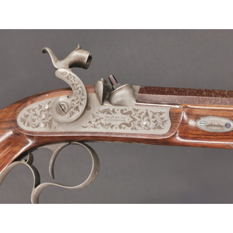 Handguns COFFRET PAIRE PISTOLETS DE DUEL par AURY à SAINT ETIENNE - France XIXè {PRODUCT_REFERENCE} - 17