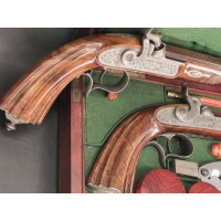 Armes de Poing COFFRET PAIRE PISTOLETS DE DUEL par AURY à SAINT ETIENNE  Calibre 12.8mm - France XIXè {PRODUCT_REFERENCE} - 12