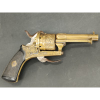 Armes de Poing REVOLVER 7mm à Broches en LAITON Gravé - FRANCE XIXè {PRODUCT_REFERENCE} - 1