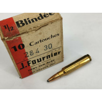 Munitions  Rare boîte de 10 cartouches neuves J.F. FOURNIER Caibre 284-30 Winchester, chargées par FOURNIER balle demi blindée {