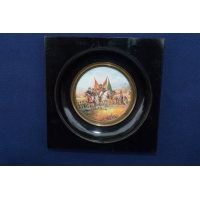 ANTIQUITES MINIATURE RONDE  PEINTURE NAPOLEON scène de BATAILLE XIXè {PRODUCT_REFERENCE} - 1