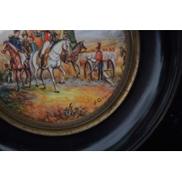 ANTIQUITES MINIATURE RONDE  PEINTURE NAPOLEON scène de BATAILLE XIXè {PRODUCT_REFERENCE} - 3