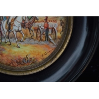 ANTIQUITES MINIATURE RONDE  PEINTURE NAPOLEON scène de BATAILLE XIXè {PRODUCT_REFERENCE} - 7