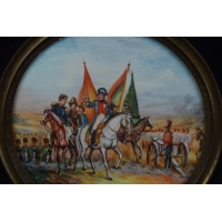 ANTIQUITES MINIATURE RONDE  PEINTURE NAPOLEON scène de BATAILLE XIXè {PRODUCT_REFERENCE} - 8