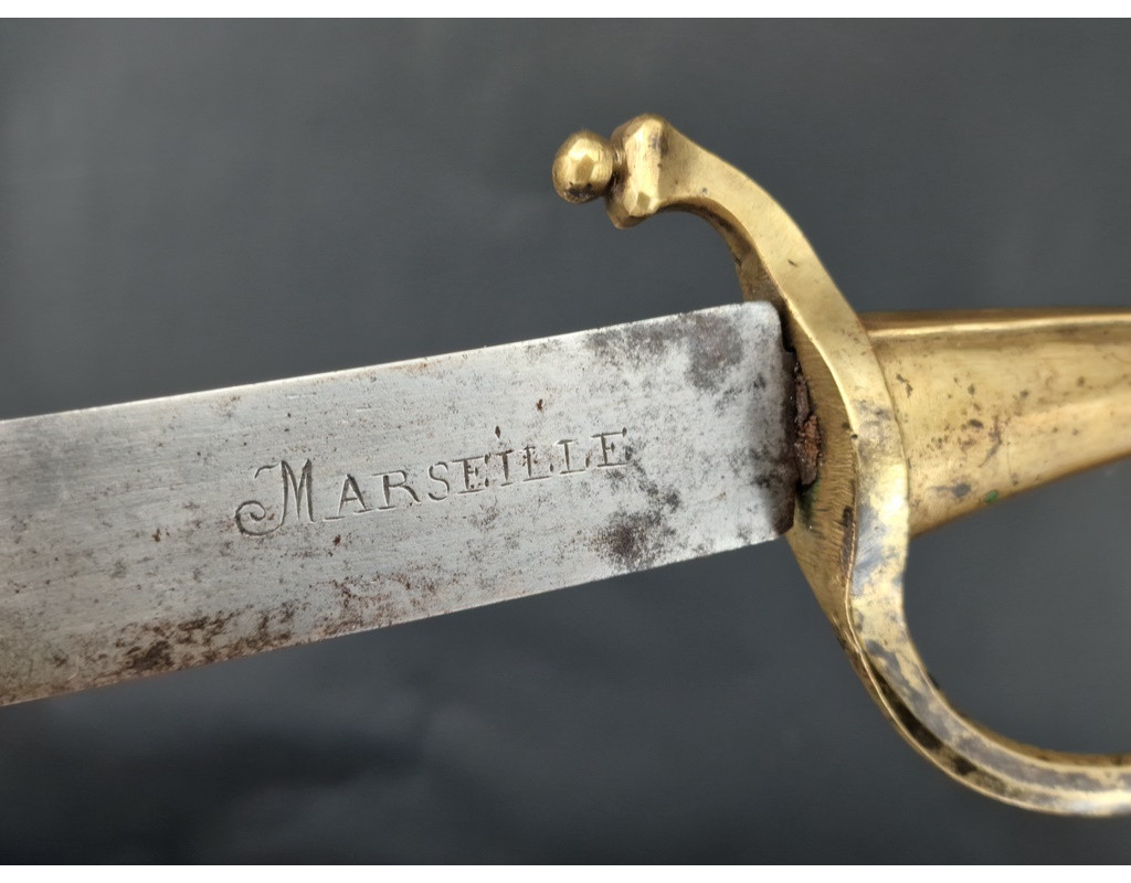 Marine Militaire SABRE DE BORD PORT DE MARSEILLE BRIQUET D'INFANTERIE DE MARINE MILITAIRE Modèle AN IX - 1801  -  FRANCE CONSULA