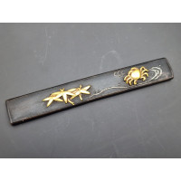 Arts & Armes du Japon KOZUKA AIKUCHI TANTO KATANA WAKIZASHI  SHAKUDO CRABE BAMBOU   - JAPON 19è {PRODUCT_REFERENCE} - 1
