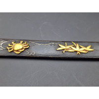 Arts & Armes du Japon KOZUKA AIKUCHI TANTO KATANA WAKIZASHI  SHAKUDO CRABE BAMBOU   - JAPON 19è {PRODUCT_REFERENCE} - 2