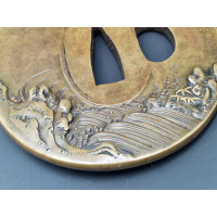 Arts & Armes du Japon TSUBA  WAKIZASHI    NAGA MARU GATA   en SENTOKU    ONI JAPON 19è {PRODUCT_REFERENCE} - 4