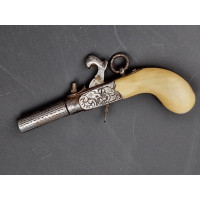 Armes de Poing MINUSCULE PISTOLET DE VOYAGE à BALLE FORCEE de BIJOUTIER vers 1850  CALIBRE 1mm  -  FRANCE XIXè {PRODUCT_REFERENC