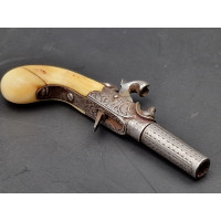 Armes de Poing MINUSCULE PISTOLET DE VOYAGE à BALLE FORCEE de BIJOUTIER vers 1850  CALIBRE 1mm  -  FRANCE XIXè {PRODUCT_REFERENC