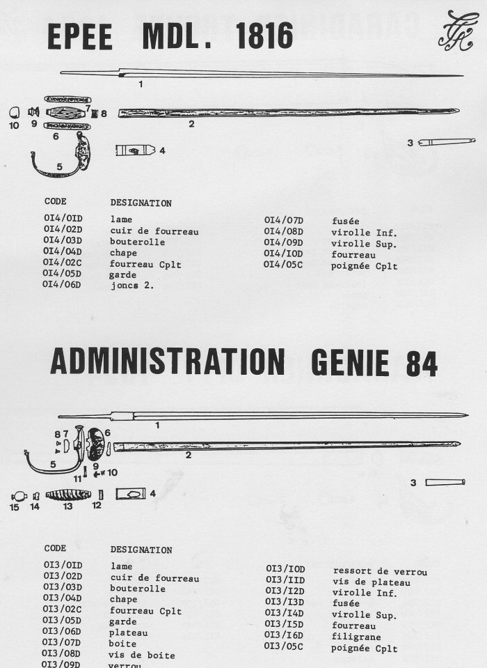 Epée Mdl 1816 et Génie 1884