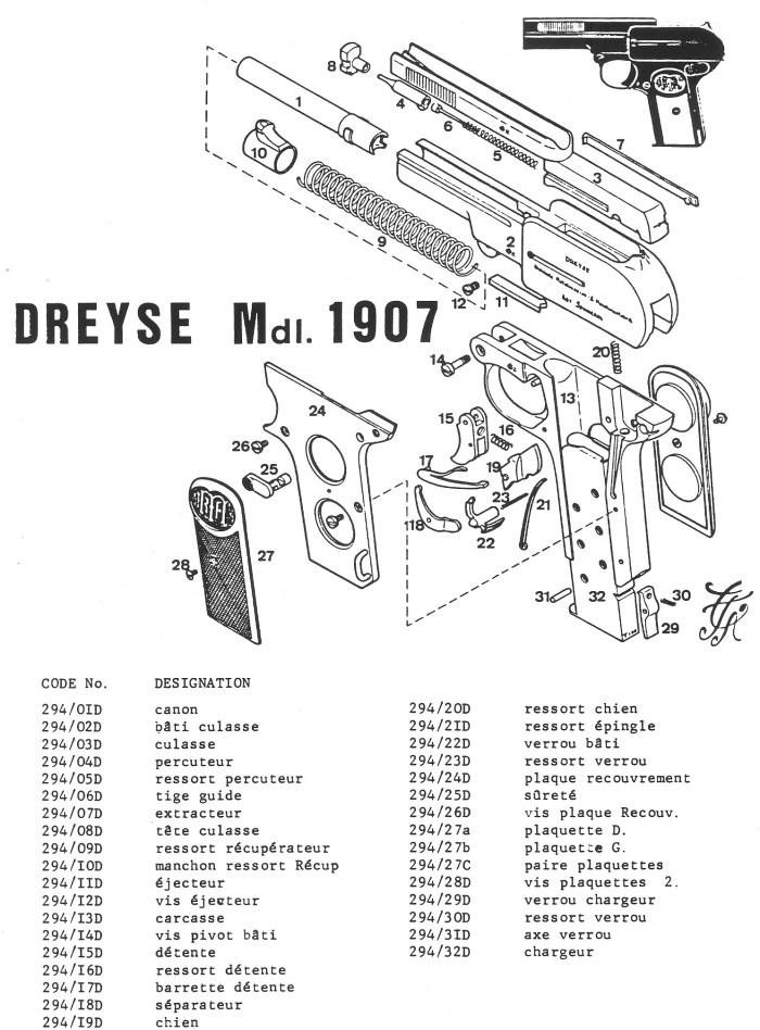 Pistolet Dreyse Mdl 1907