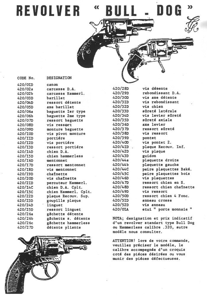 Revolver Bull dog (divers calibres)