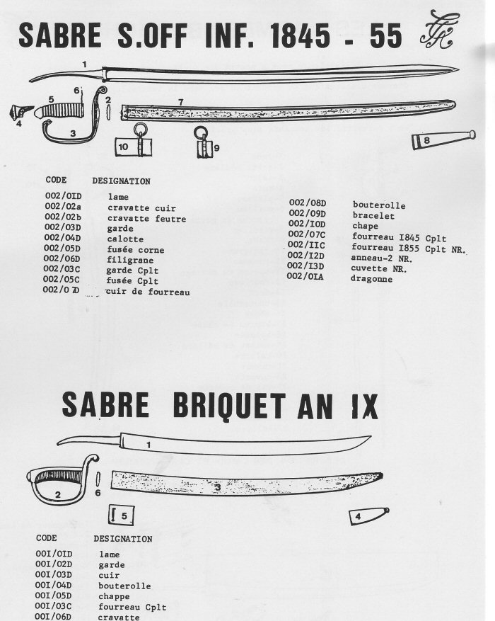 Sabre s/off 45-55 , Briquet AN IX